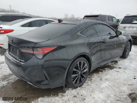 2019 Lexus RC with VIN JTHSZ5BC4K5009095, listed as a Copart auction lot 38964024 with 51,308 mi miles and Salvage Title. Bid and sale history available at carsss.com. Image 3.