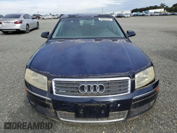 2004 Audi A8 L with VIN WAUML44E74N021729, listed as a Copart auction lot 78591314 with Not Provided miles and Clean Title. Bid and sale history available at carsss.com. Image 5.