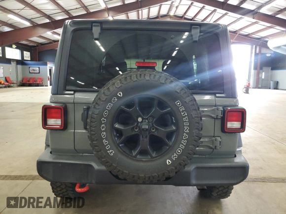 2021 Jeep Wrangler Unlimited Willys with VIN 1C4HJXDNXMW648849, listed as a Copart auction lot 55942895 with 28,240 mi miles and Salvage Title. Bid and sale history available at DreamBid. Image 6.