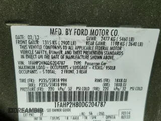 2013 Ford Taurus SEL with VIN 1FAHP2H80DG204787, listed as a Copart auction lot 48562035 with 126,003 mi miles and Clean Title. Bid and sale history available at DreamBid. Image 12.