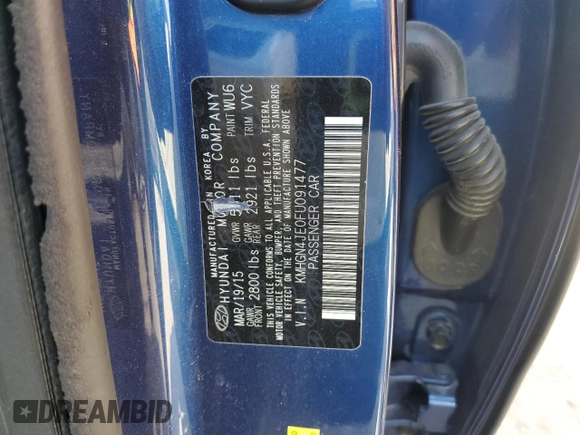 2015 Hyundai Genesis 3.8L with VIN KMHGN4JE0FU091477, listed as a Copart auction lot 50513325 with 83,930 mi miles and Salvage Title. Bid and sale history available at carsss.com. Image 14.