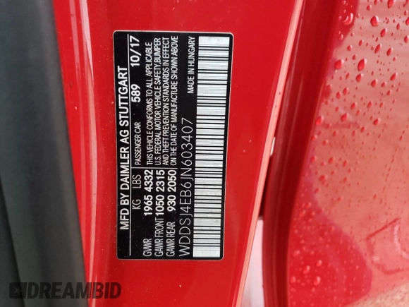 2018 Mercedes-Benz CLA with VIN WDDSJ4EB6JN603407, listed as a Copart auction lot 39132093 with 0 mi miles. Bid and sale history available at carsss.com. Image 14.