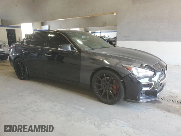 2018 Infiniti Q50 Red Sport 400 with VIN JN1FV7AP3JM461660, listed as a Copart auction lot 53837645 with 111,441 mi miles and Clean title. Bid and sale history available at DreamBid. Image 4.