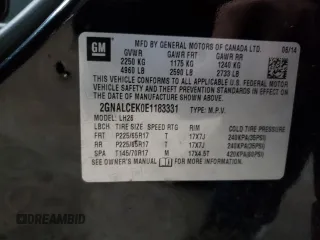 2014 Chevrolet Equinox LT with VIN 2GNALCEK0E1183331, listed as a Copart auction lot 80712334 with 121,502 mi miles and Clean Title. Bid and sale history available at DreamBid. Image 13.