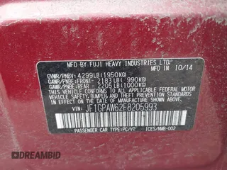 2015 Subaru Impreza Special Sports Limited with VIN JF1GPAW62F8205993, listed as a IAAI auction lot 42505489 with 110,774 mi miles and . Bid and sale history available at DreamBid. Image 9.