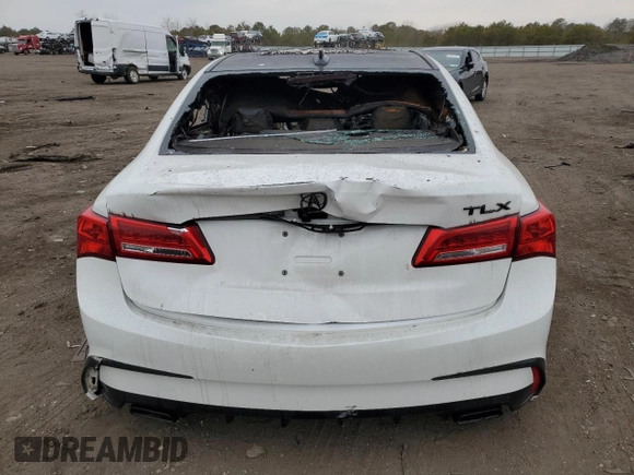2018 Acura TLX w/Technology Pkg with VIN 19UUB2F53JA001408, listed as a Copart auction lot 46942215 with 0 mi miles and Salvage Title. Bid and sale history available at carsss.com. Image 6.