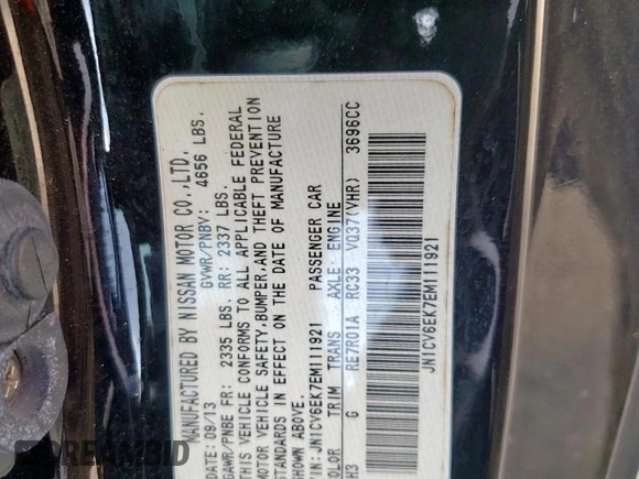 2014 Infiniti Q60 Journey with VIN JN1CV6EK7EM111921, listed as a Copart auction lot 59784965 with 119,379 mi miles and Salvage title. Bid and sale history available at DreamBid. Image 12.