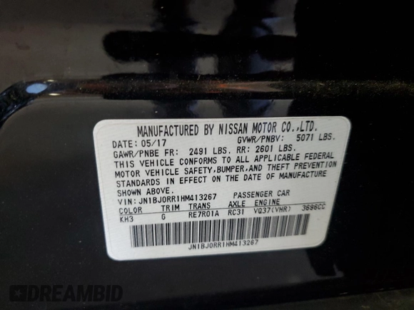 2017 Infiniti QX50 with VIN JN1BJ0RR1HM413267, listed as a Copart auction lot 54237615 with 82,087 mi miles and Salvage Title. Bid and sale history available at DreamBid. Image 14.