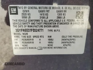 2015 Cadillac SRX Luxury Collection z VIN 3GYFNEE37FS524771, wystawiony jako Copart lot #53274144 z przebiegiem 39 348 mil mil oraz Szkoda całkowita • Salvage title. Historia ofert i sprzedaży dostępna na DreamBid. Obrazek 13.