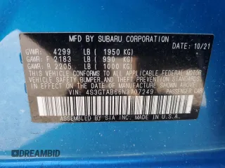 2022 Subaru Impreza with VIN 4S3GTAB66N3707249, listed as a Copart auction lot 47092315 with 34,792 mi miles and Non repairable. Bid and sale history available at DreamBid. Image 12.