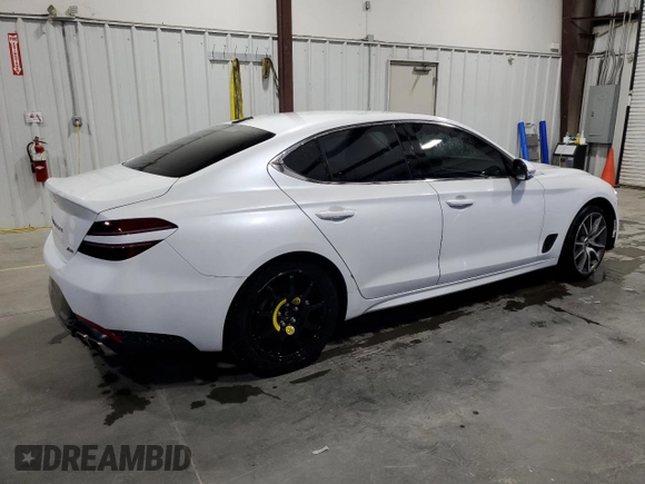 2023 Genesis G70 2.0T with VIN KMTG34TAXPU128221, listed as a Copart auction lot 71105154 with 43,626 mi miles and Non Repairable. Bid and sale history available at DreamBid. Image 3.