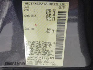 2013 Nissan Altima SV with VIN 1N4AL3AP3DN577189, listed as a IAAI auction lot 42041701 with 82,094 mi miles and . Bid and sale history available at carsss.com. Image 9.