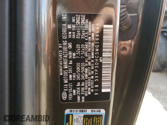 2021 Kia Telluride EX z VIN 5XYP3DHC5MG164646, wystawiony jako Copart lot #52524945 z przebiegiem 49 381 mil mil oraz Szkoda całkowita • Salvage title. Historia ofert i sprzedaży dostępna na DreamBid. Obrazek 12.