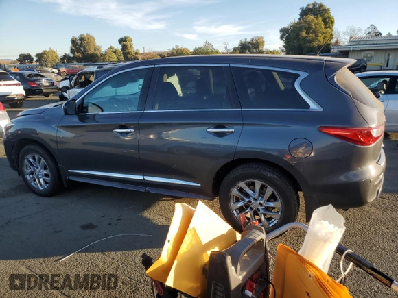 2013 Infiniti JX35 with VIN 5N1AL0MN3DC317773, listed as a Copart auction lot 75810624 with 132,718 mi miles and Salvage Title. Bid and sale history available at carsss.com. Image 2.