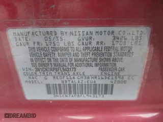 2015 Nissan Versa S Plus with VIN 3N1CN7AP8FL943173, listed as a IAAI auction lot 41705593 with 120,000 mi miles. Bid and sale history available at carsss.com. Image 9.