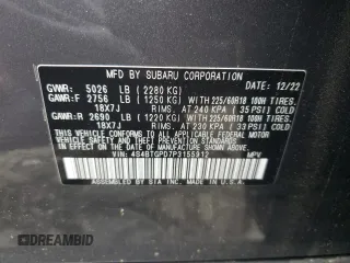 2023 Subaru Outback Touring XT with VIN 4S4BTGPD7P3155912, listed as a Copart auction lot 56195525 with 6,590 mi miles and Salvage title. Bid and sale history available at DreamBid. Image 13.
