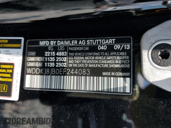 2014 Mercedes-Benz E 350 with VIN WDDKJ8JB0EF244083, listed as a Copart auction lot 56137435 with 77,925 mi miles and Salvage Title. Bid and sale history available at DreamBid. Image 12.