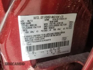 2014 Ford F-250 XL with VIN 1FT7W2B60EEA32273, listed as a Copart auction lot 56717315 with 134,143 mi miles and Salvage title. Bid and sale history available at DreamBid. Image 13.