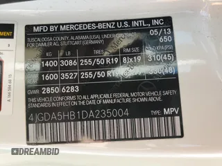 2013 Mercedes-Benz M 350 with VIN 4JGDA5HB1DA235004, listed as a Copart auction lot 59110965 with 91,075 mi miles and Salvage title. Bid and sale history available at DreamBid. Image 13.