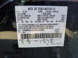 2024 Ford Edge SEL z VIN 2FMPK4J99RBA10109, wystawiony jako Copart lot #47055375 z przebiegiem 14 439 mil mil oraz Szkoda całkowita • Salvage title. Historia ofert i sprzedaży dostępna na DreamBid. Obrazek 13.
