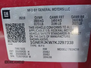 2019 Chevrolet Traverse RS z VIN 1GNERJKW7KJ297338, wystawiony jako IAAI lot #41813089 z przebiegiem 46 311 mil mil oraz . Historia ofert i sprzedaży dostępna na DreamBid. Obrazek 9.