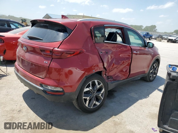 2020 Kia Sportage EX with VIN KNDPNCAC5L7708606, listed as a Copart auction lot 56987605 with 99,018 mi miles and Salvage title. Bid and sale history available at DreamBid. Image 3.