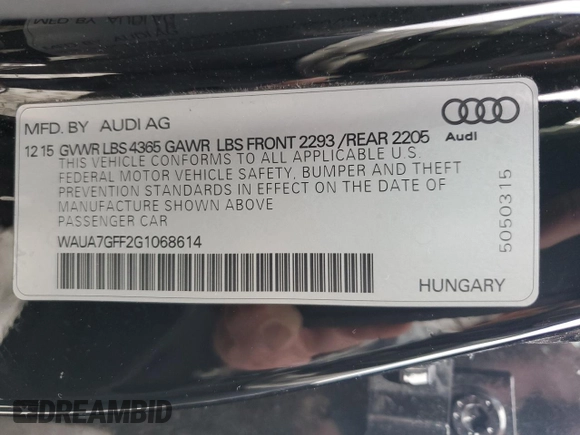 2016 Audi A3 1.8T Premium with VIN WAUA7GFF2G1068614, listed as a Copart auction lot 44026275 with 120,364 mi miles and Salvage Title. Bid and sale history available at carsss.com. Image 12.