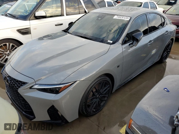 2022 Lexus IS 500 F Sport Performance Launch Edition with VIN JTHUP1D22N5001187, listed as a Copart auction lot 74929124 with 14,281 mi miles and Non repairable. Bid and sale history available at DreamBid. Image 1.