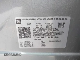 2024 GMC Terrain SLE z VIN 3GKALMEG7RL263549, wystawiony jako IAAI lot #42055302 z przebiegiem 8 023 mil mil oraz . Historia ofert i sprzedaży dostępna na DreamBid. Obrazek 9.