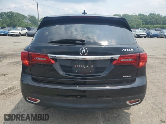 2015 Acura MDX Technology with VIN 5FRYD4H47FB013567, listed as a Copart auction lot 59262595 with 63,916 mi miles and Salvage title. Bid and sale history available at DreamBid. Image 6.