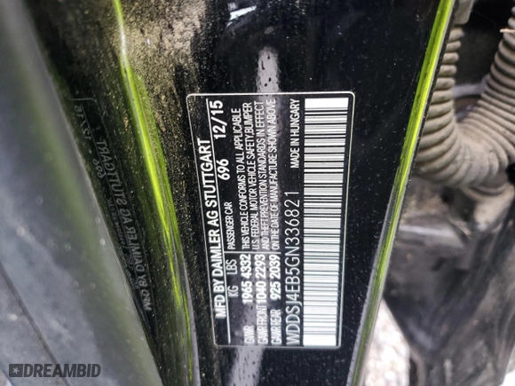2016 Mercedes-Benz CLA with VIN WDDSJ4EB5GN336821, listed as a Copart auction lot 44368805 with 0 mi miles and Salvage Title. Bid and sale history available at carsss.com. Image 13.