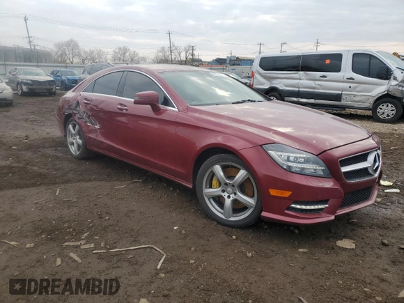 2013 Mercedes-Benz CLS 550 with VIN WDDLJ9BB0DA065725, listed as a Copart auction lot 52176415 with 93,629 mi miles and Salvage Title. Bid and sale history available at DreamBid. Image 4.