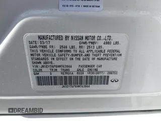 2017 Infiniti Q50 Signature Edition with VIN JN1EV7AP6HM743944, listed as a IAAI auction lot 41701528 with 73,747 mi miles and . Bid and sale history available at DreamBid. Image 9.