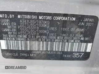 2021 Mitsubishi Outlander ES z VIN JA4ARUAU1MU031303, wystawiony jako IAAI lot #42099300 z przebiegiem 43 391 mil mil oraz . Historia ofert i sprzedaży dostępna na DreamBid. Obrazek 9.