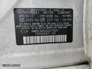 2013 Hyundai Sonata Hybrid with VIN KMHEC4A40DA075847, listed as a Copart auction lot 44607385 with 132,319 mi miles and Salvage Title. Bid and sale history available at carsss.com. Image 12.