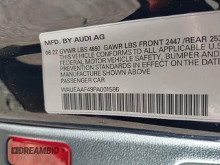 2023 Audi A4 S line Premium Plus with VIN WAUEAAF49PA001586, listed as a IAAI auction lot 41772434 with 30,388 mi miles and . Bid and sale history available at DreamBid. Image 9.