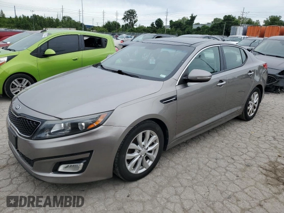 2015 Kia Optima EX with VIN 5XXGN4A75FG455808, listed as a Copart auction lot 60848114 with 130,643 mi miles and Salvage Title. Bid and sale history available at carsss.com. Image 1.
