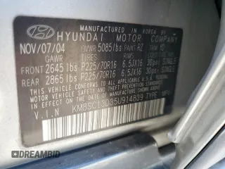 2005 Hyundai Santa Fe GLS z VIN KM8SC13D35U914839, wystawiony jako Copart lot #58273155 z przebiegiem 182 907 mil mil oraz Szkoda całkowita • Salvage title. Historia ofert i sprzedaży dostępna na DreamBid. Obrazek 14.