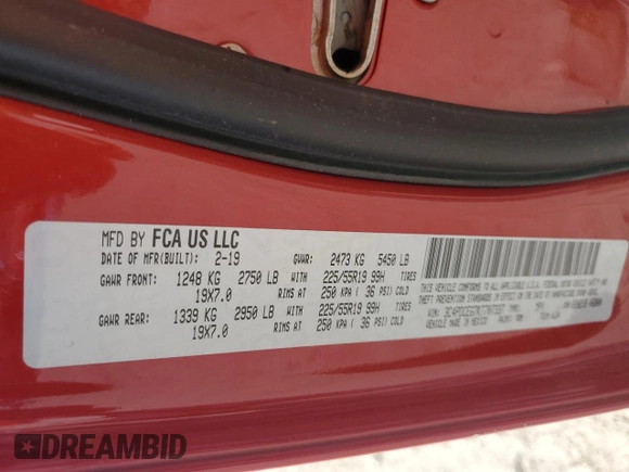 2019 Dodge Journey GT with VIN 3C4PDCEG7KT707337, listed as a Copart auction lot 81925894 with 160,994 mi miles and Salvage title. Bid and sale history available at DreamBid. Image 15.