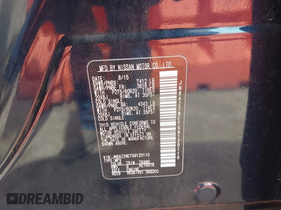 2016 Infiniti QX80 z VIN JN8AZ2NE7G9120110, wystawiony jako IAAI lot #42066197 z przebiegiem 159 315 mil mil oraz . Historia ofert i sprzedaży dostępna na DreamBid. Obrazek 9.