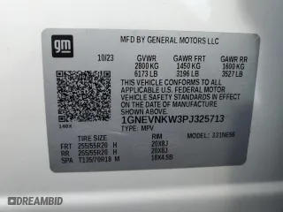 2023 Chevrolet Traverse High Country with VIN 1GNEVNKW3PJ325713, listed as a Copart auction lot 77444454 with 9,733 mi miles and Salvage Title. Bid and sale history available at carsss.com. Image 16.