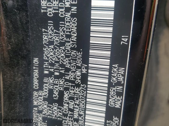 2011 Toyota 4Runner Trail with VIN JTEBU5JR1B5073273, listed as a Copart auction lot 51262695 with 222,030 mi miles and Salvage Title. Bid and sale history available at carsss.com. Image 13.