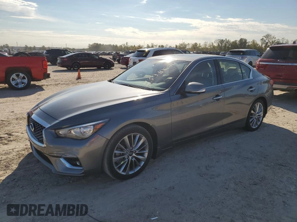 2024 Infiniti Q50 Luxe with VIN JN1EV7BP9RM600258, listed as a Copart auction lot 83970674 with Not provided miles and Salvage title. Bid and sale history available at DreamBid. Image 1.