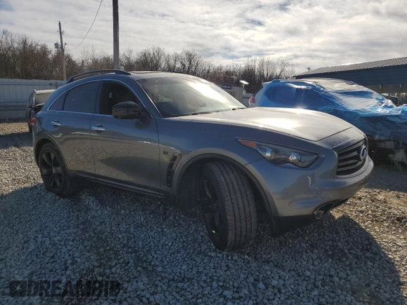 2015 Infiniti QX70 with VIN JN8CS1MU7FM382222, listed as a Copart auction lot 46942735 with 109,925 mi miles and Clean Title. Bid and sale history available at DreamBid. Image 4.