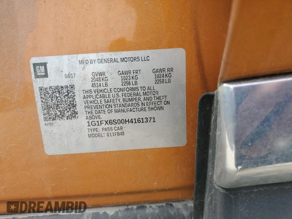 2017 Chevrolet Bolt EV Premier with VIN 1G1FX6S00H4161371, listed as a Copart auction lot 55960805 with 100,902 mi miles and Salvage title. Bid and sale history available at DreamBid. Image 12.