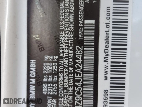 2018 BMW M4 z VIN WBS4Z9C54JEA24482, wystawiony jako Copart lot #82237014 z przebiegiem 71 361 mil mil oraz Szkoda całkowita • Salvage title. Historia ofert i sprzedaży dostępna na DreamBid. Obrazek 12.