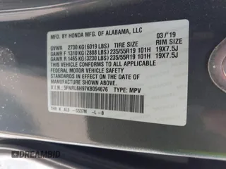2019 Honda Odyssey Elite с VIN 5FNRL6H97KB094676, выставлен на аукционе IAAI как лот 42467065 с пробегом 66 319 миль миль и . История ставок и продаж доступна на DreamBid. Изображение 9.