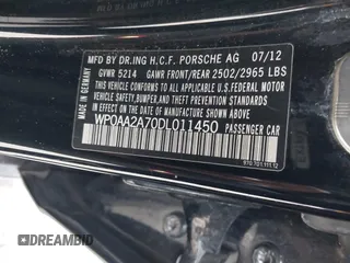 2013 Porsche Panamera with VIN WP0AA2A70DL011450, listed as a IAAI auction lot 41603123 with 97,212 mi miles and . Bid and sale history available at DreamBid. Image 9.
