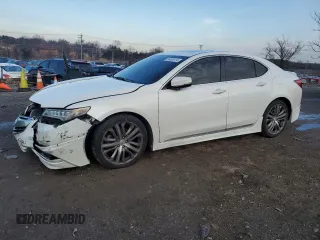 2015 Acura TLX V6 Advance with VIN 19UUB3F76FA009582, listed as a Copart auction lot 86588134 with 126,689 mi miles and Salvage Title. Bid and sale history available at carsss.com. Image 1.