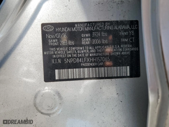 2017 Hyundai Elantra Limited with VIN 5NPD84LFXHH157065, listed as a Copart auction lot 52786345 with 192,518 mi miles and Salvage Title. Bid and sale history available at carsss.com. Image 12.